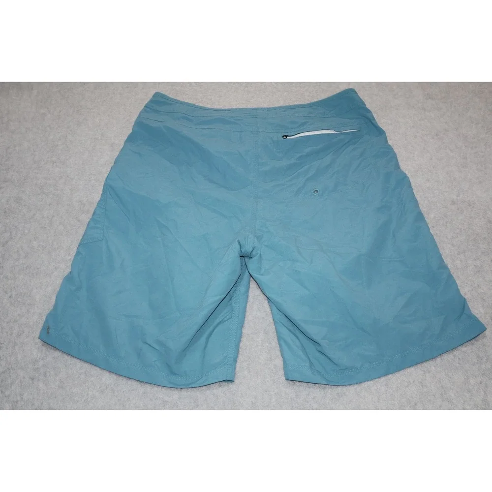 The North Face Board Shorts Mens 32 Teal Blue Zip Nylon Cargo Swim 9